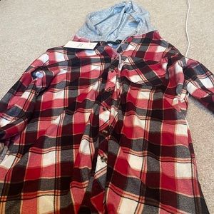 Plaid shirt with hood